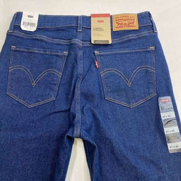 Levi's Classic Straight Jeans Women 27x30 Blue Preppy Mid Rise American Denim - Picture 9 of 13